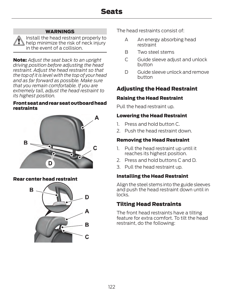 Seats | FORD 2014 Fusion Hybrid v.1 User Manual | Page 125 / 473