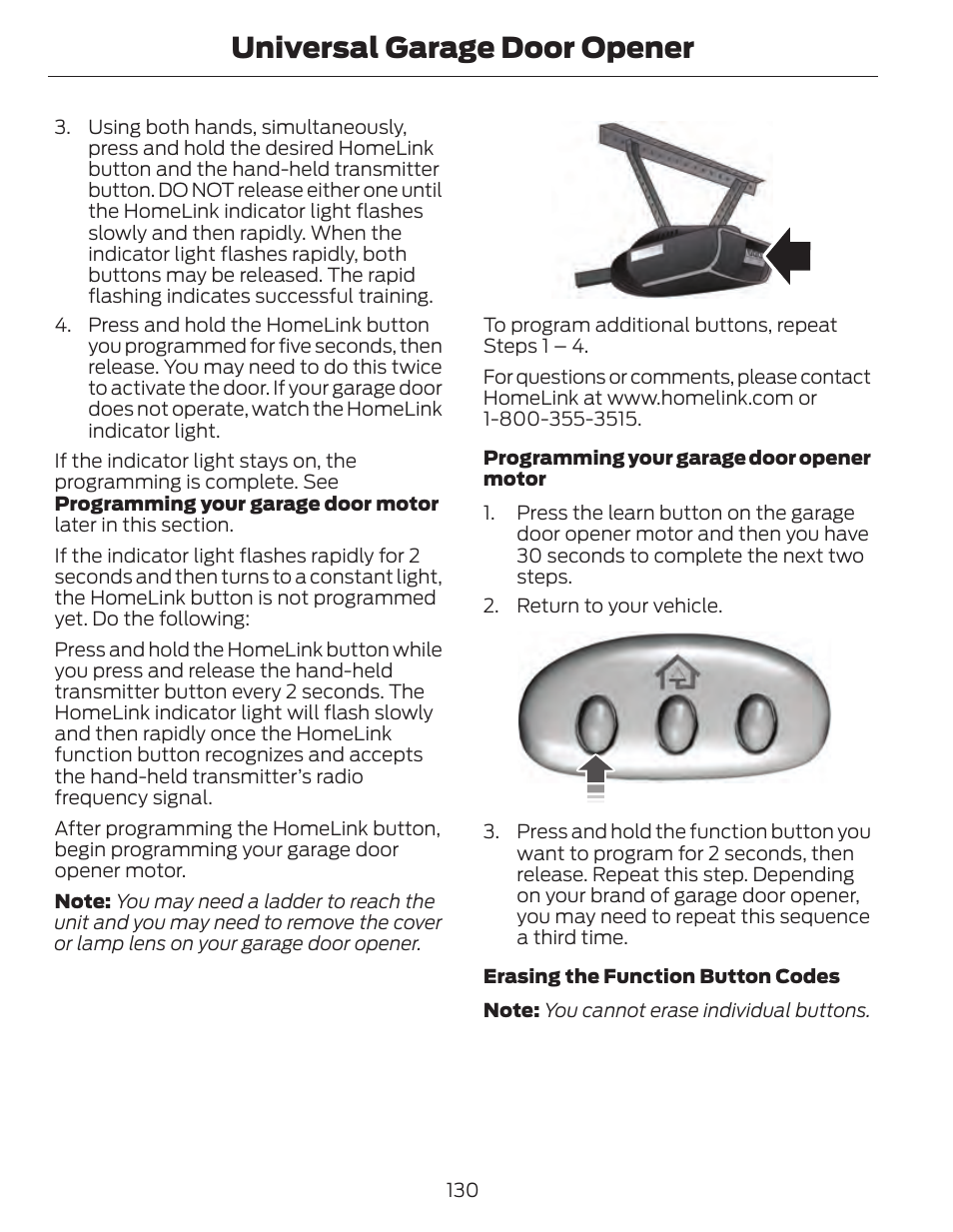 Universal garage door opener | FORD 2014 Fusion Hybrid v.1 User Manual | Page 133 / 473