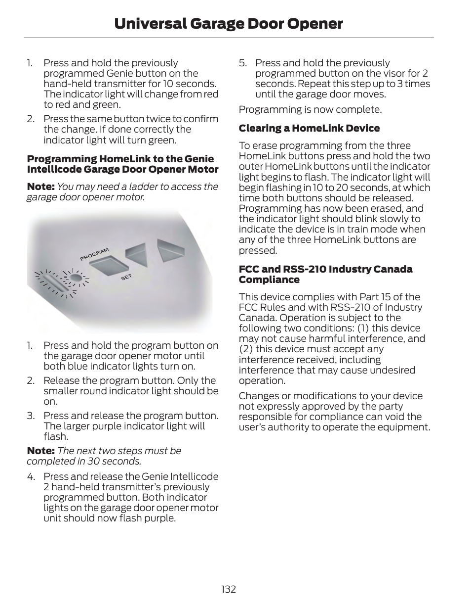 Universal garage door opener | FORD 2014 Fusion Hybrid v.1 User Manual | Page 135 / 473