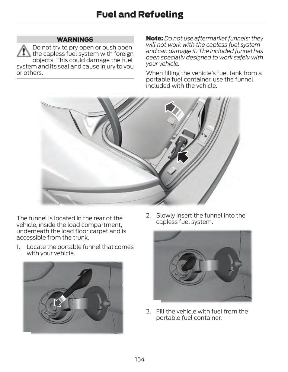 Fuel and refueling | FORD 2014 Fusion Hybrid v.1 User Manual | Page 157 / 473