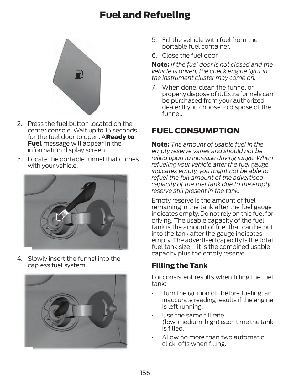 Fuel and refueling, Fuel consumption | FORD 2014 Fusion Hybrid v.1 User Manual | Page 159 / 473