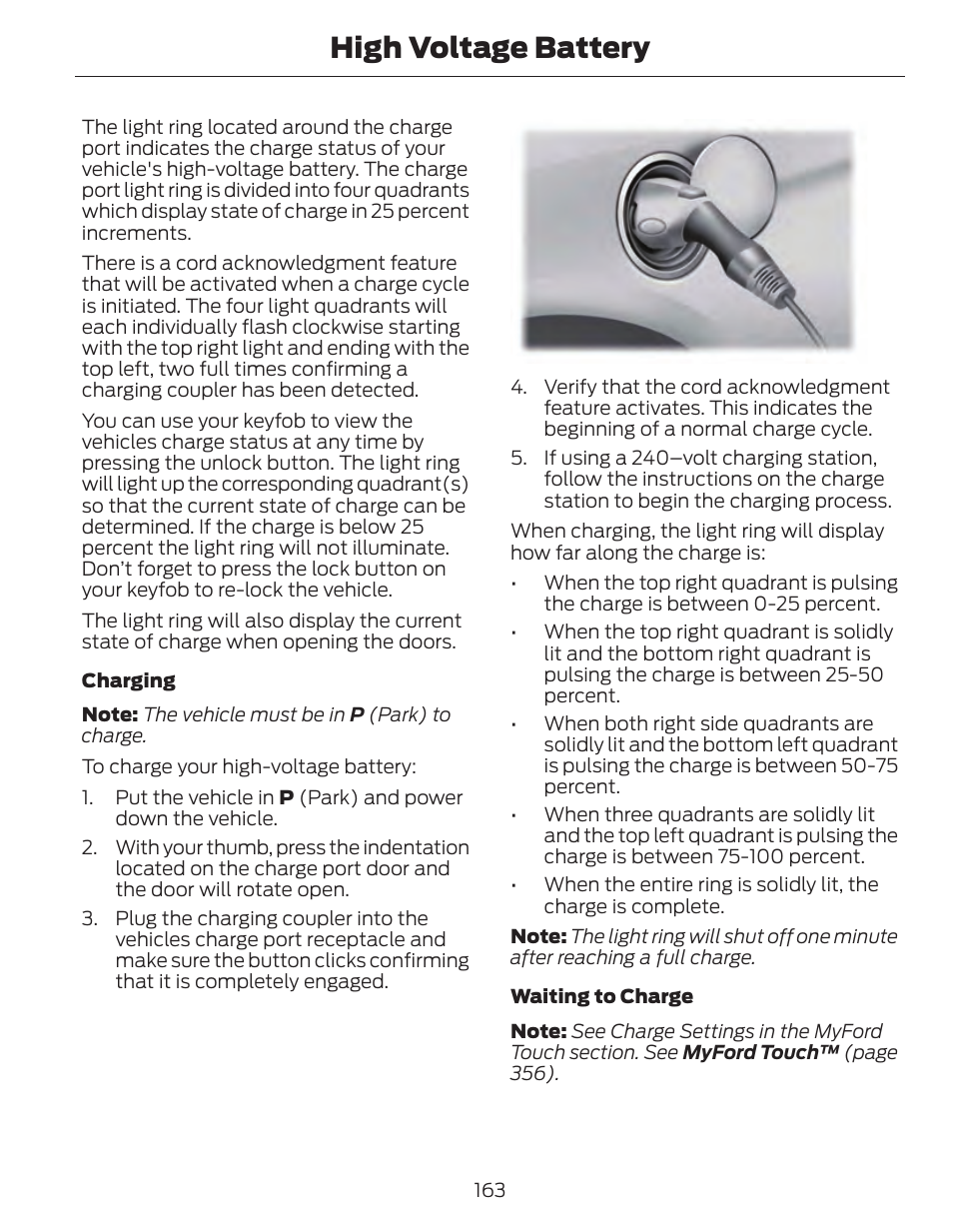 High voltage battery | FORD 2014 Fusion Hybrid v.1 User Manual | Page 166 / 473