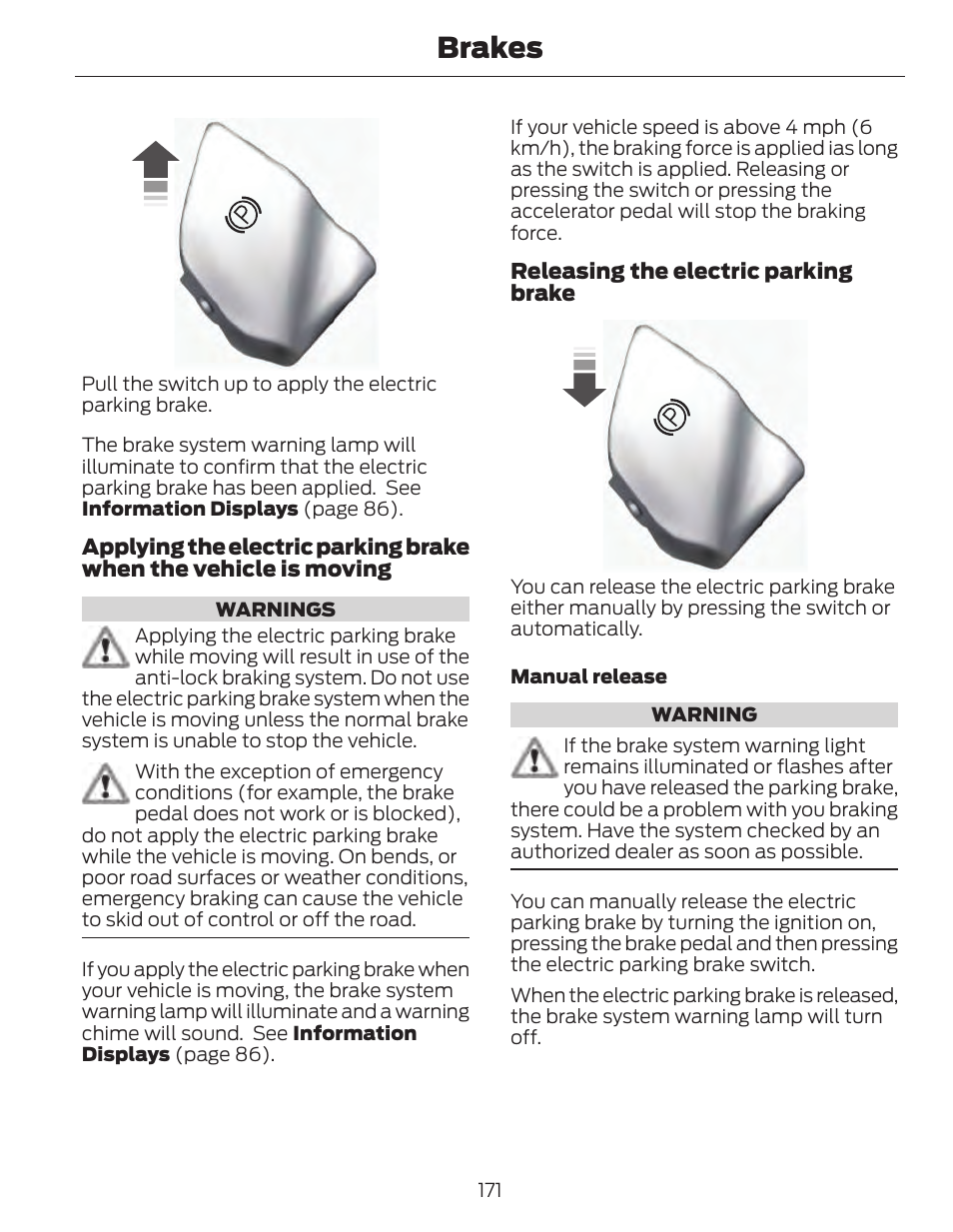 Brakes | FORD 2014 Fusion Hybrid v.1 User Manual | Page 174 / 473