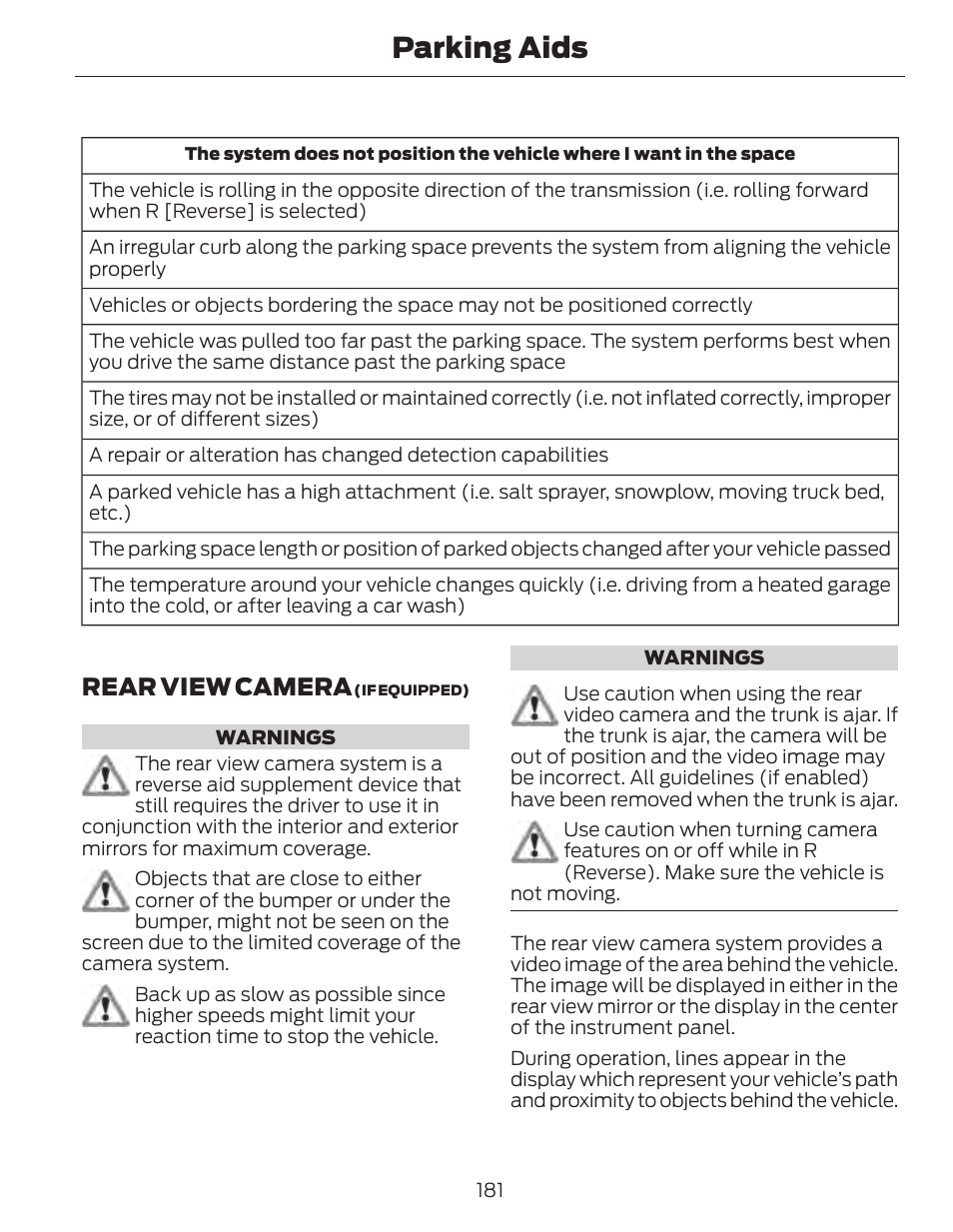 Parking aids, Rear view camera | FORD 2014 Fusion Hybrid v.1 User Manual | Page 184 / 473