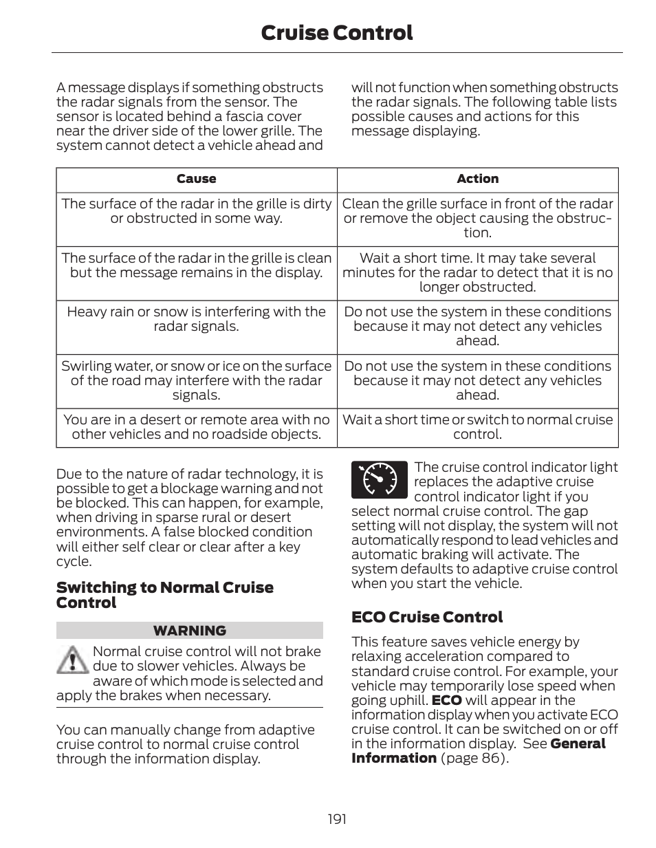 Cruise control | FORD 2014 Fusion Hybrid v.1 User Manual | Page 194 / 473