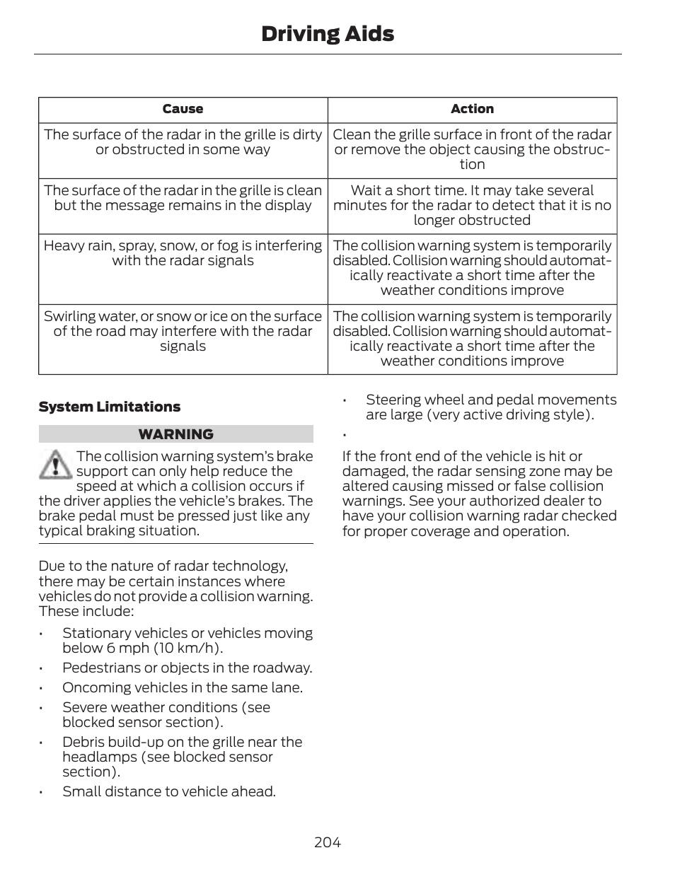 Driving aids | FORD 2014 Fusion Hybrid v.1 User Manual | Page 207 / 473