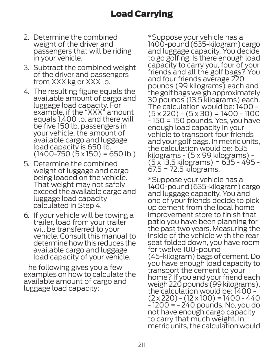 Load carrying | FORD 2014 Fusion Hybrid v.1 User Manual | Page 214 / 473