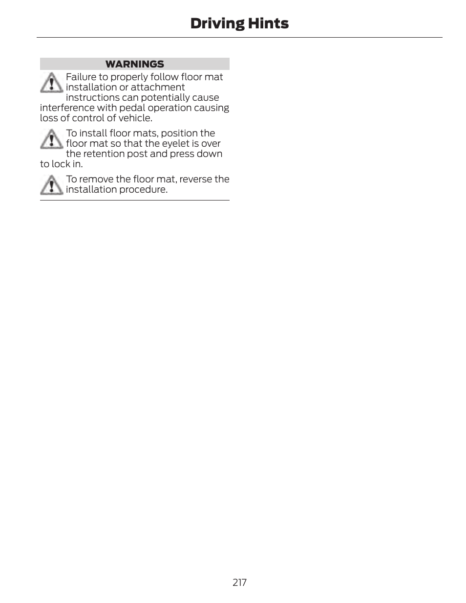 Driving hints | FORD 2014 Fusion Hybrid v.1 User Manual | Page 220 / 473