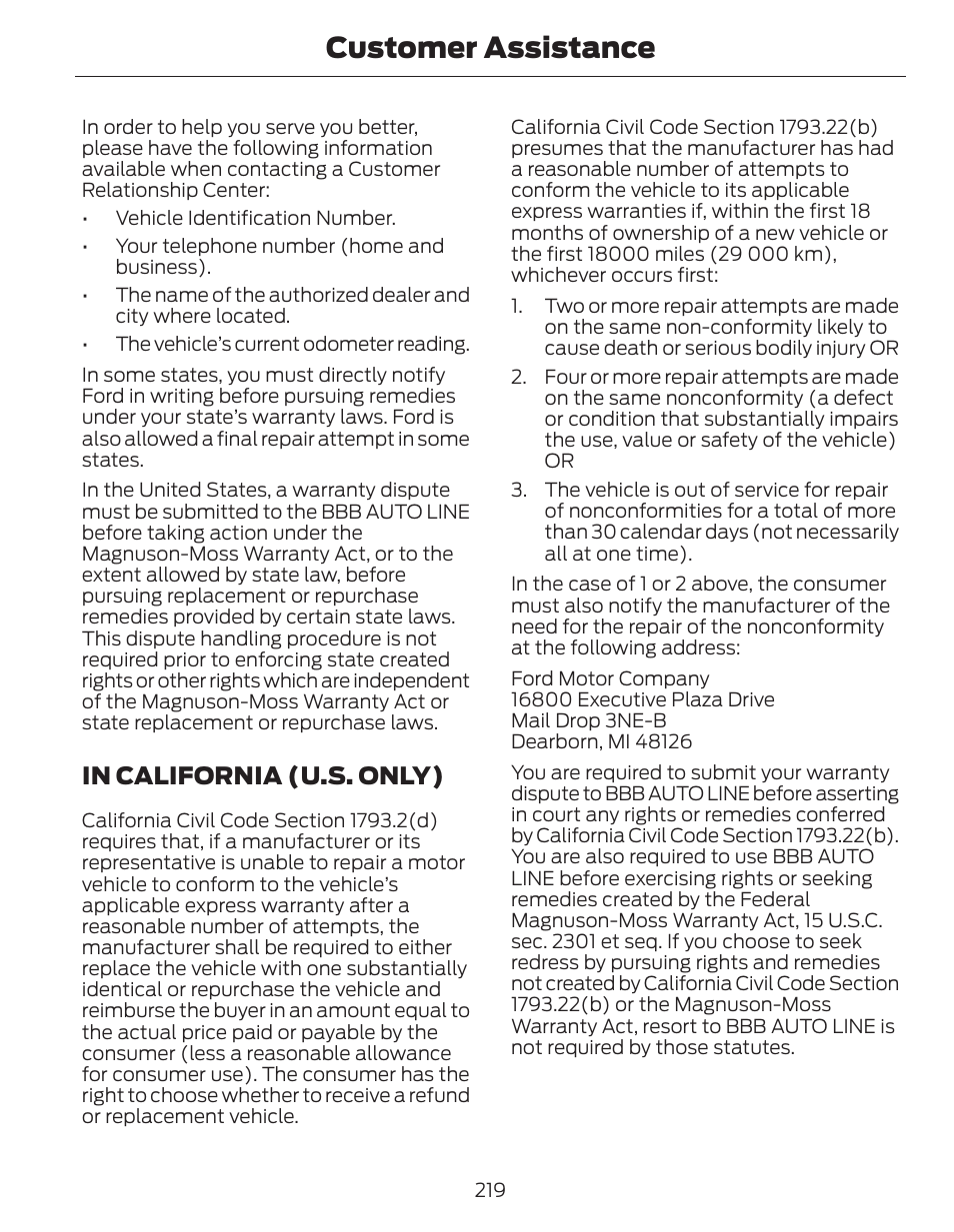 Customer assistance | FORD 2014 Fusion Hybrid v.1 User Manual | Page 222 / 473