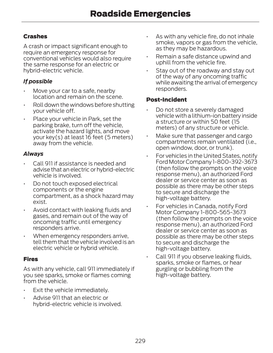 Roadside emergencies | FORD 2014 Fusion Hybrid v.1 User Manual | Page 232 / 473