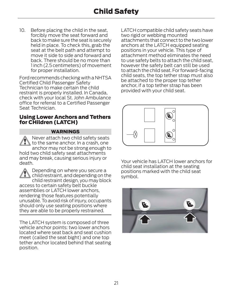 Child safety | FORD 2014 Fusion Hybrid v.1 User Manual | Page 24 / 473