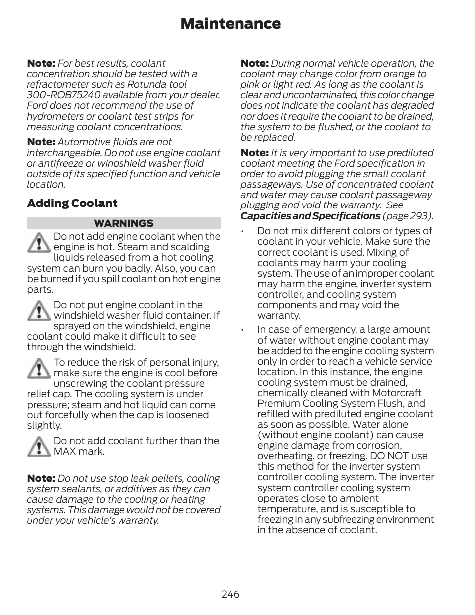 Maintenance | FORD 2014 Fusion Hybrid v.1 User Manual | Page 249 / 473