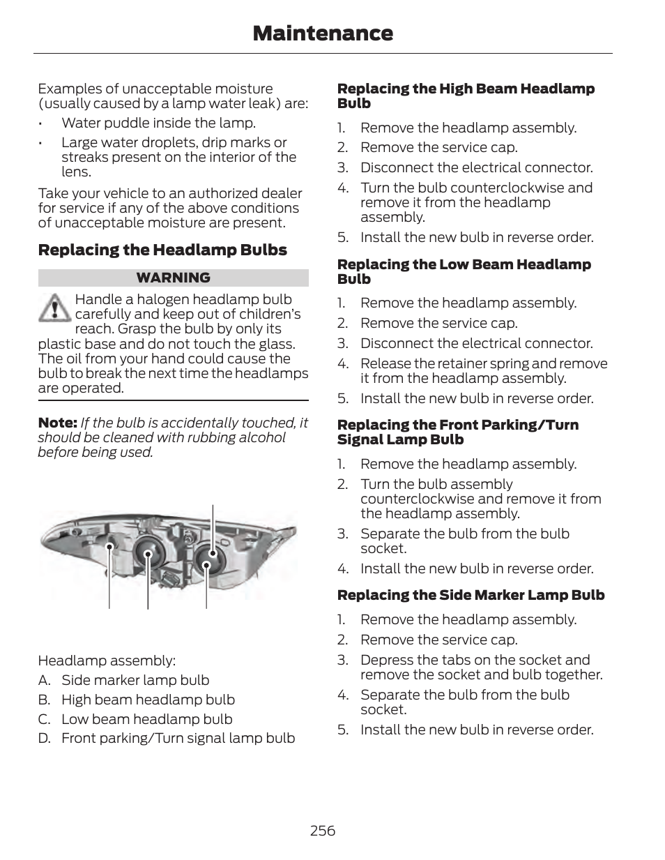 Maintenance, Ab c d | FORD 2014 Fusion Hybrid v.1 User Manual | Page 259 / 473