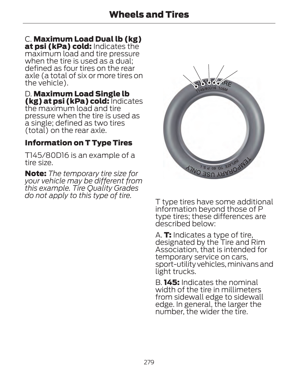 Wheels and tires | FORD 2014 Fusion Hybrid v.1 User Manual | Page 282 / 473