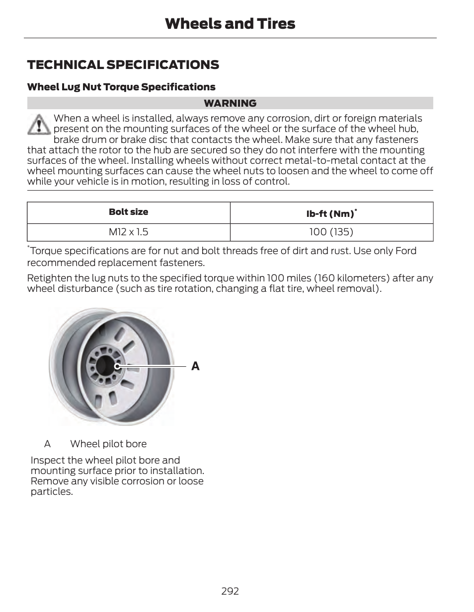 Wheels and tires, Technical specifications | FORD 2014 Fusion Hybrid v.1 User Manual | Page 295 / 473