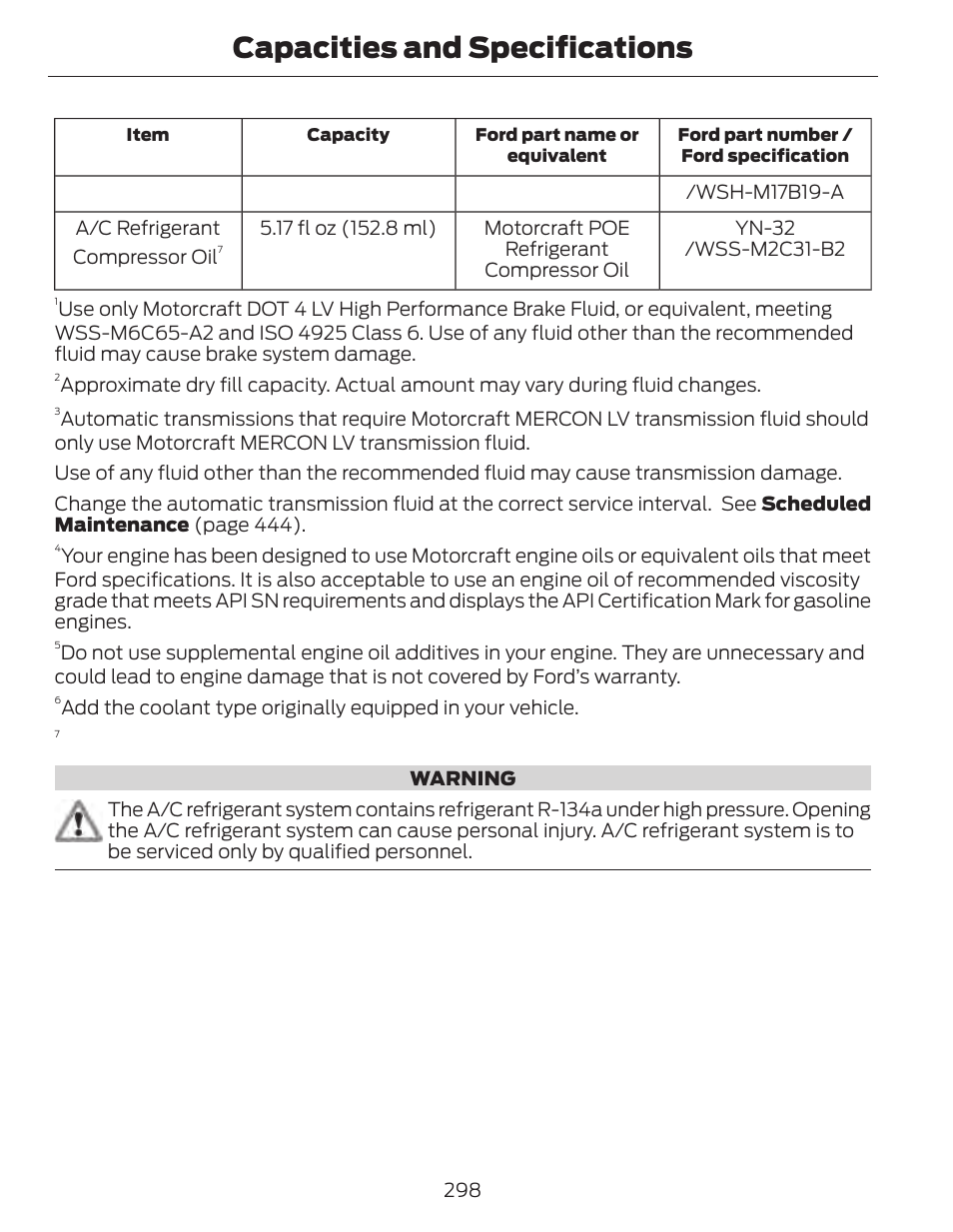 Capacities and specifications | FORD 2014 Fusion Hybrid v.1 User Manual | Page 301 / 473