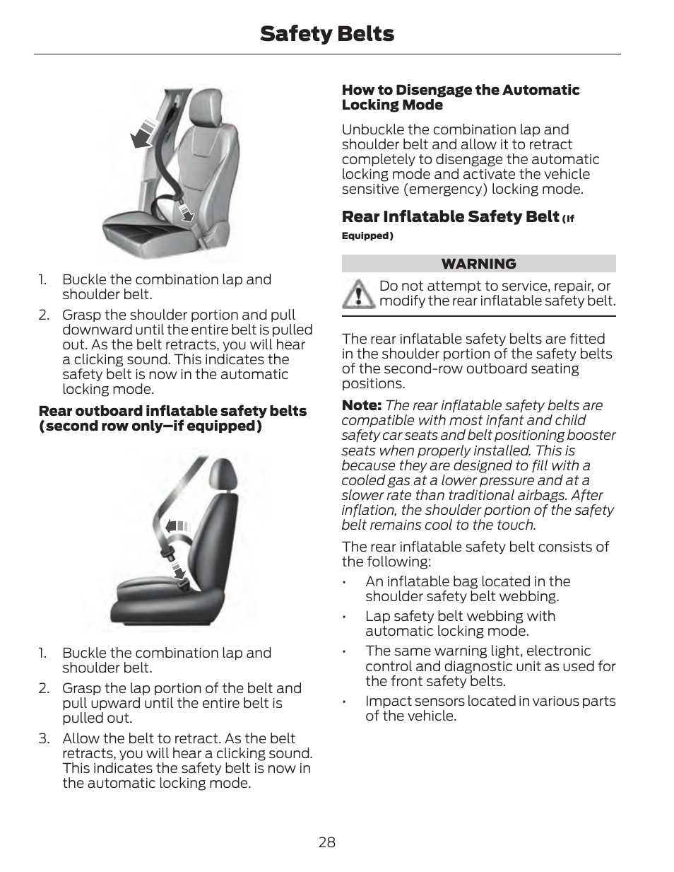 Safety belts | FORD 2014 Fusion Hybrid v.1 User Manual | Page 31 / 473