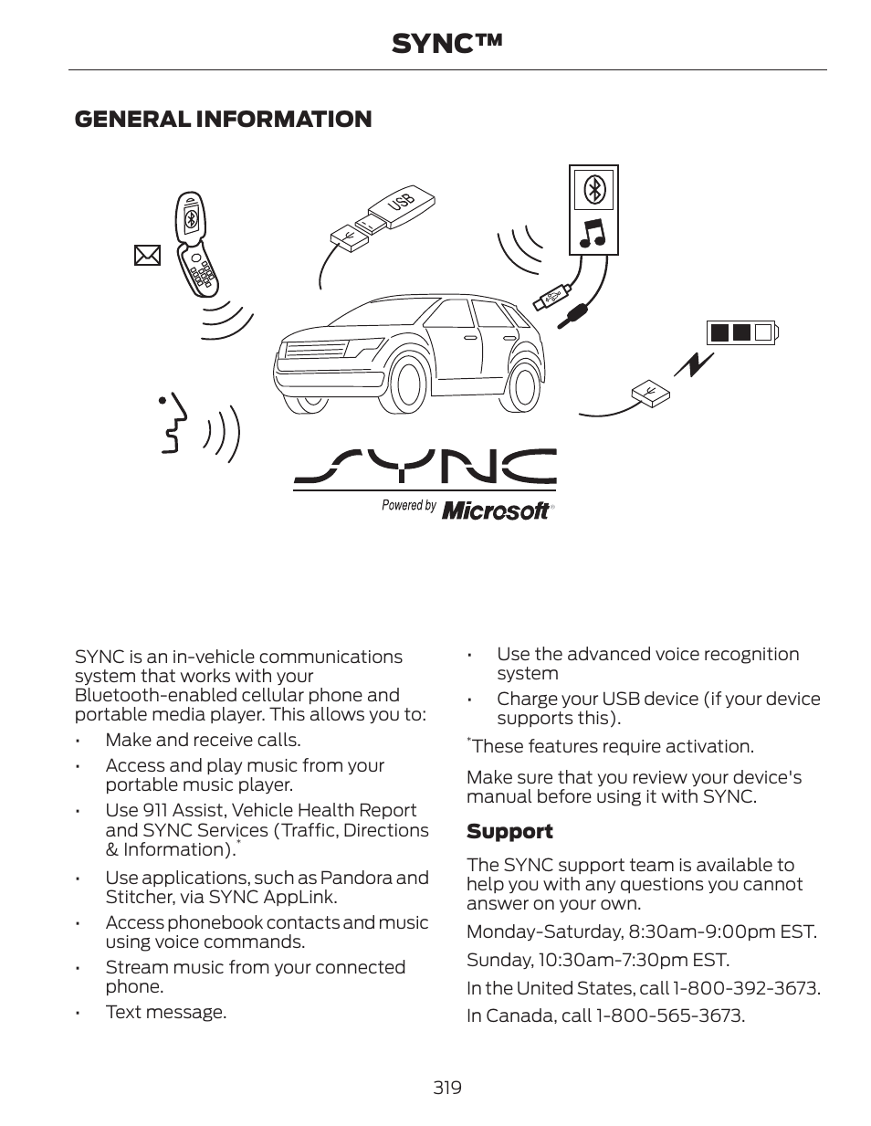 Sync, General information | FORD 2014 Fusion Hybrid v.1 User Manual | Page 322 / 473