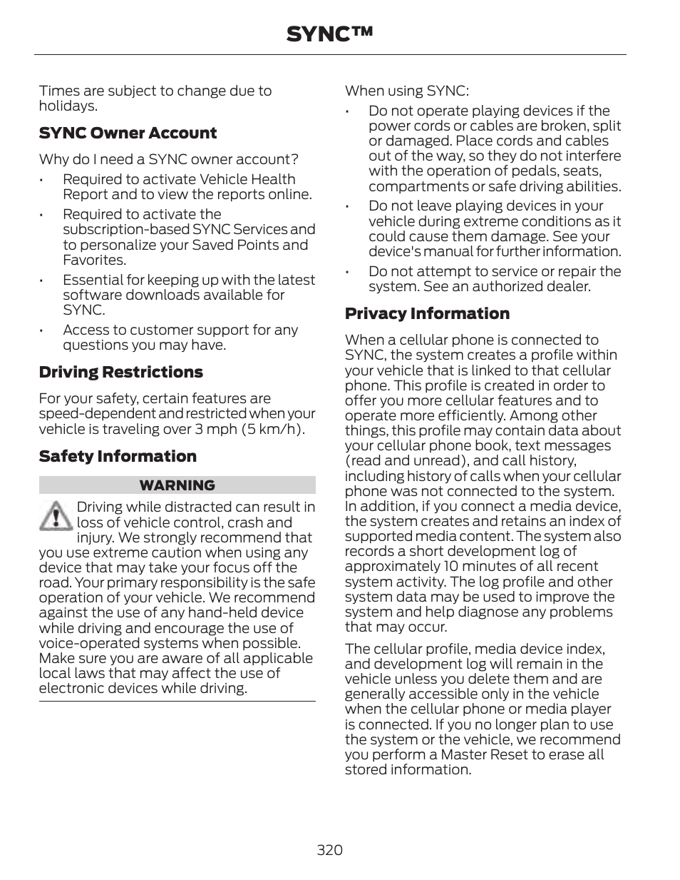 Sync | FORD 2014 Fusion Hybrid v.1 User Manual | Page 323 / 473