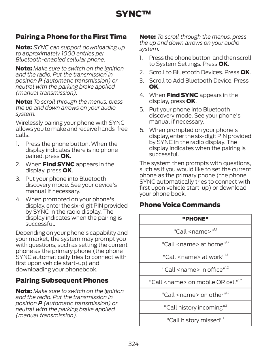 Sync | FORD 2014 Fusion Hybrid v.1 User Manual | Page 327 / 473