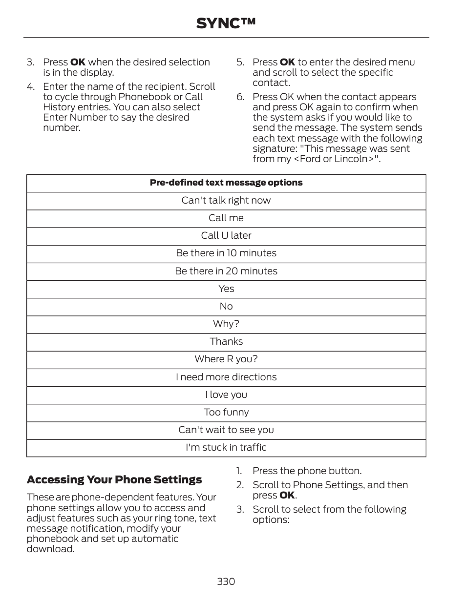 Sync | FORD 2014 Fusion Hybrid v.1 User Manual | Page 333 / 473