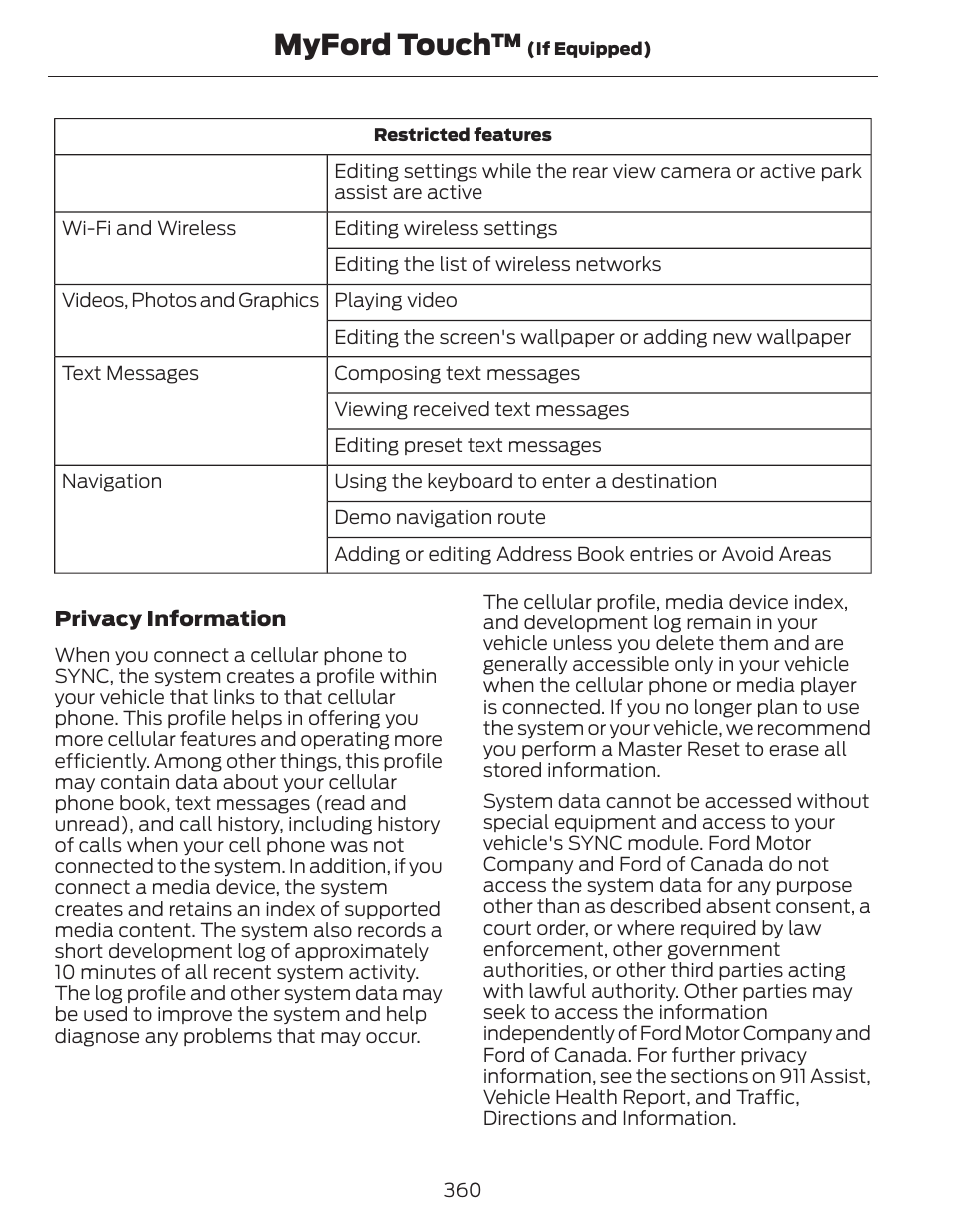 Myford touch | FORD 2014 Fusion Hybrid v.1 User Manual | Page 363 / 473