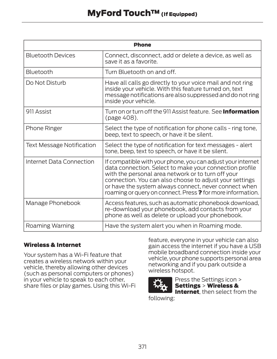 Myford touch | FORD 2014 Fusion Hybrid v.1 User Manual | Page 374 / 473