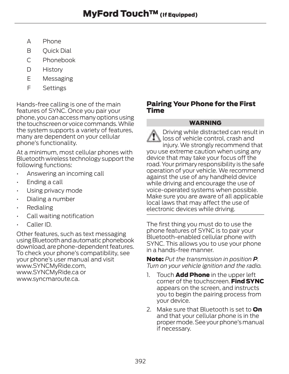 Myford touch | FORD 2014 Fusion Hybrid v.1 User Manual | Page 395 / 473