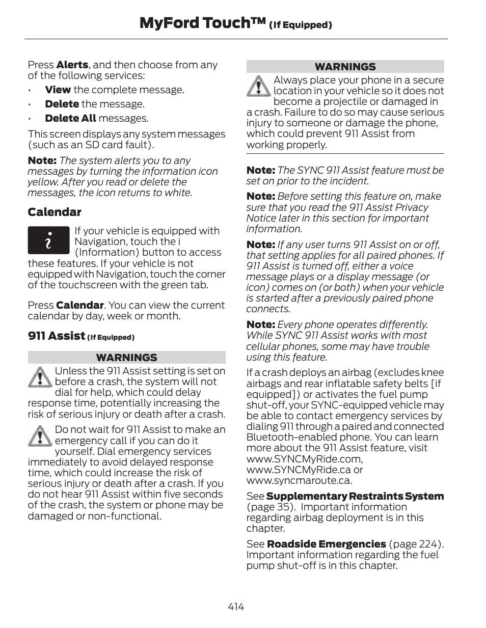 Myford touch | FORD 2014 Fusion Hybrid v.1 User Manual | Page 417 / 473