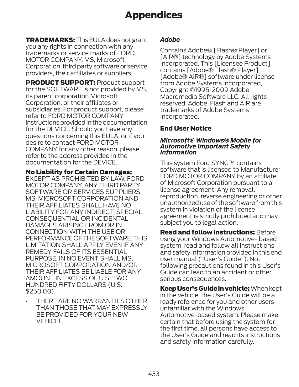 Appendices | FORD 2014 Fusion Hybrid v.1 User Manual | Page 436 / 473