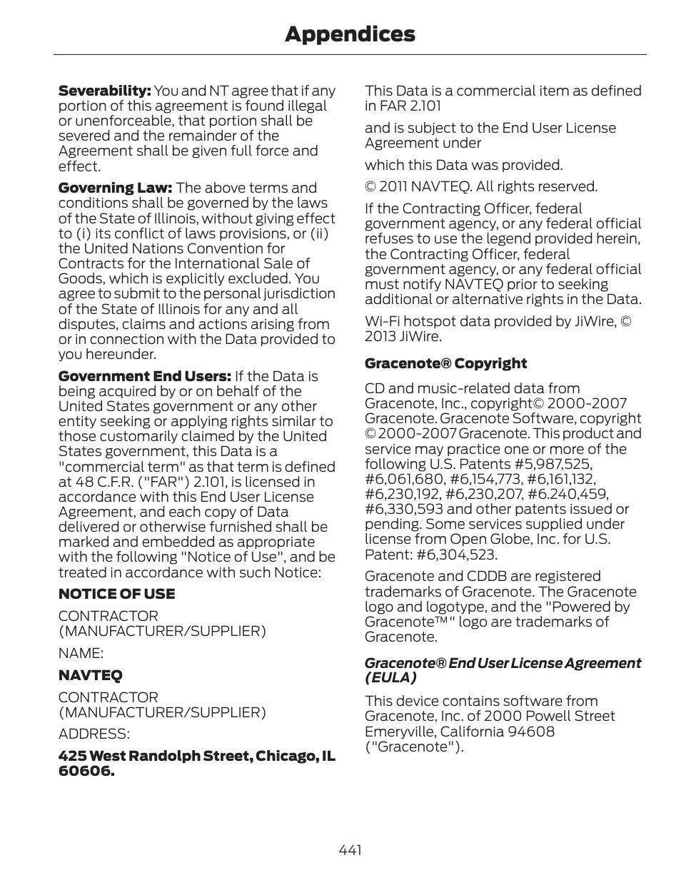 Appendices | FORD 2014 Fusion Hybrid v.1 User Manual | Page 444 / 473