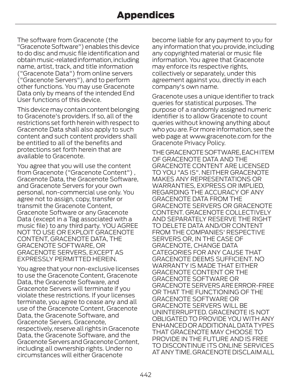 Appendices | FORD 2014 Fusion Hybrid v.1 User Manual | Page 445 / 473