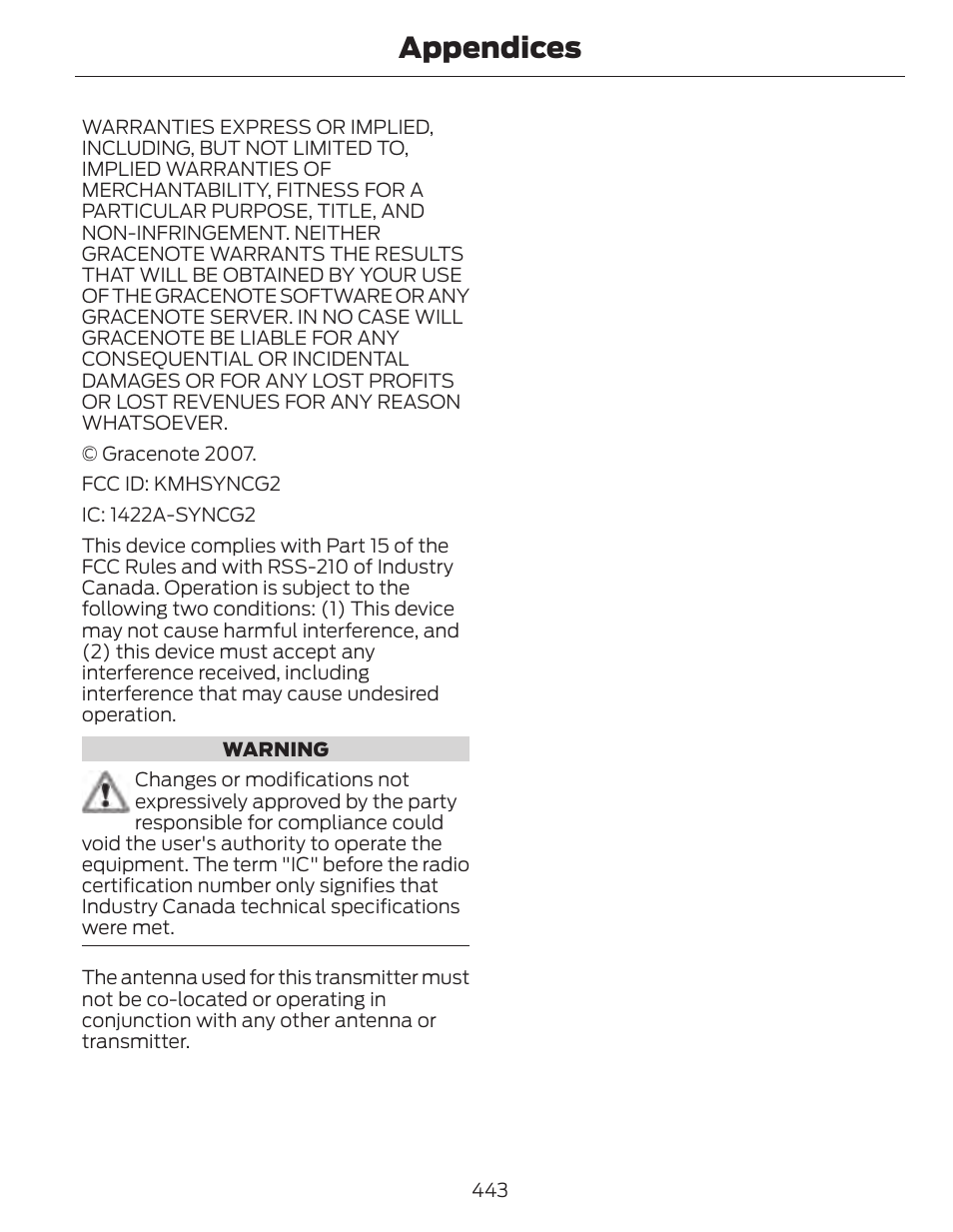 Appendices | FORD 2014 Fusion Hybrid v.1 User Manual | Page 446 / 473