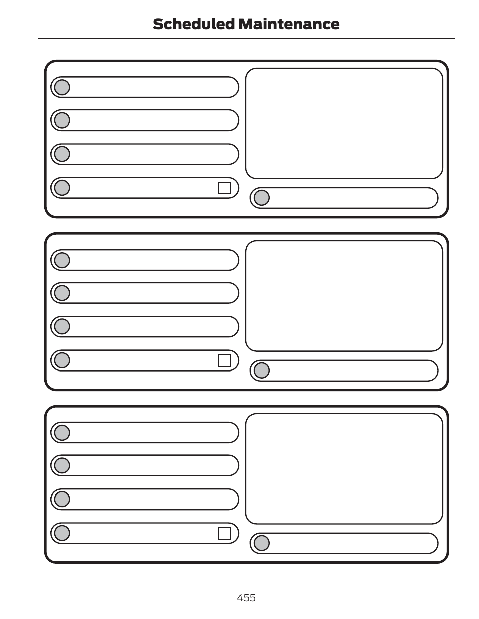 Dealer stamp, Scheduled maintenance | FORD 2014 Fusion Hybrid v.1 User Manual | Page 458 / 473