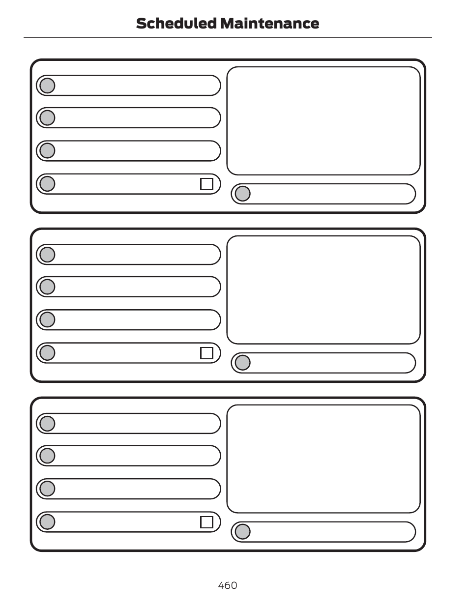 Dealer stamp, Scheduled maintenance | FORD 2014 Fusion Hybrid v.1 User Manual | Page 463 / 473