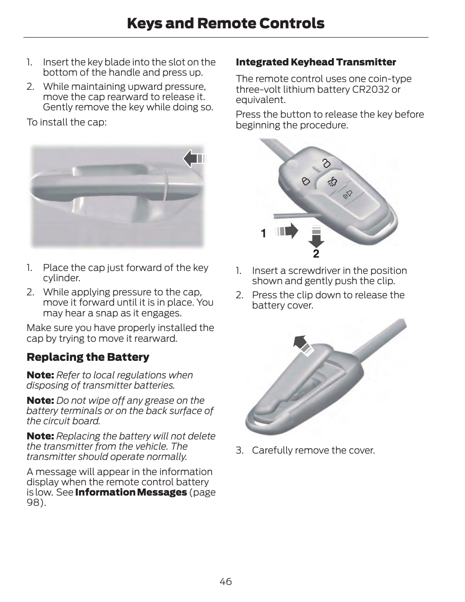 Keys and remote controls | FORD 2014 Fusion Hybrid v.1 User Manual | Page 49 / 473