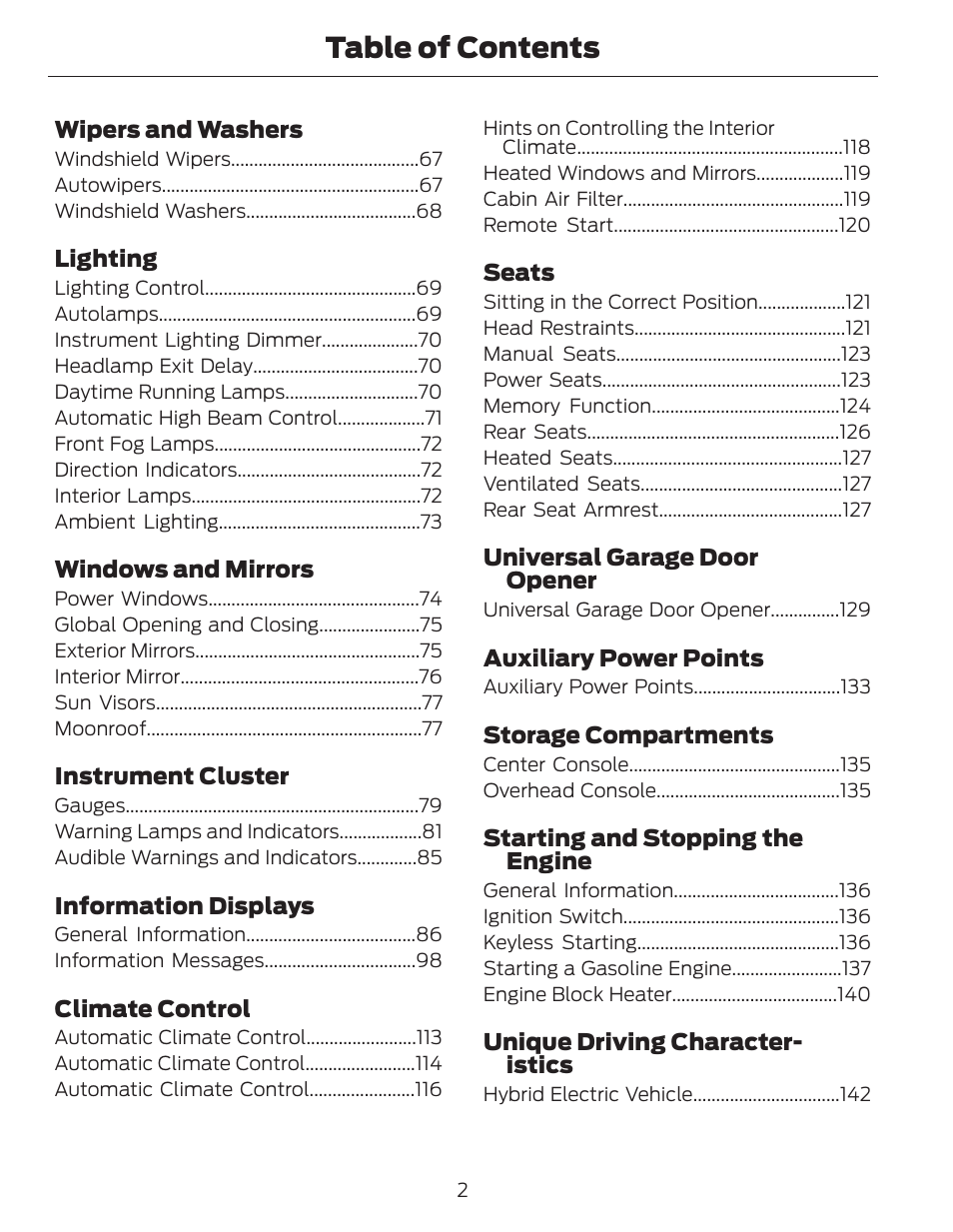 FORD 2014 Fusion Hybrid v.1 User Manual | Page 5 / 473