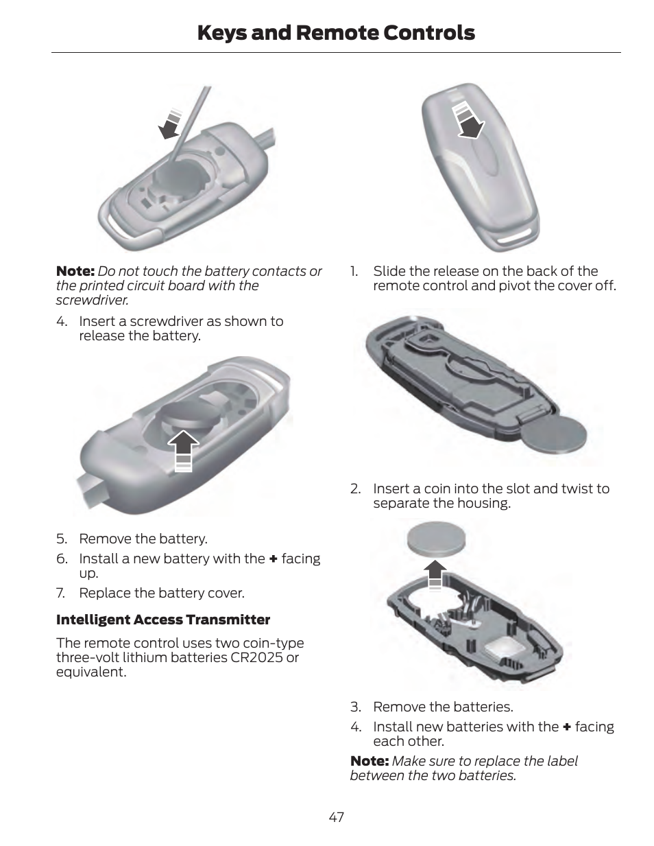 Keys and remote controls | FORD 2014 Fusion Hybrid v.1 User Manual | Page 50 / 473