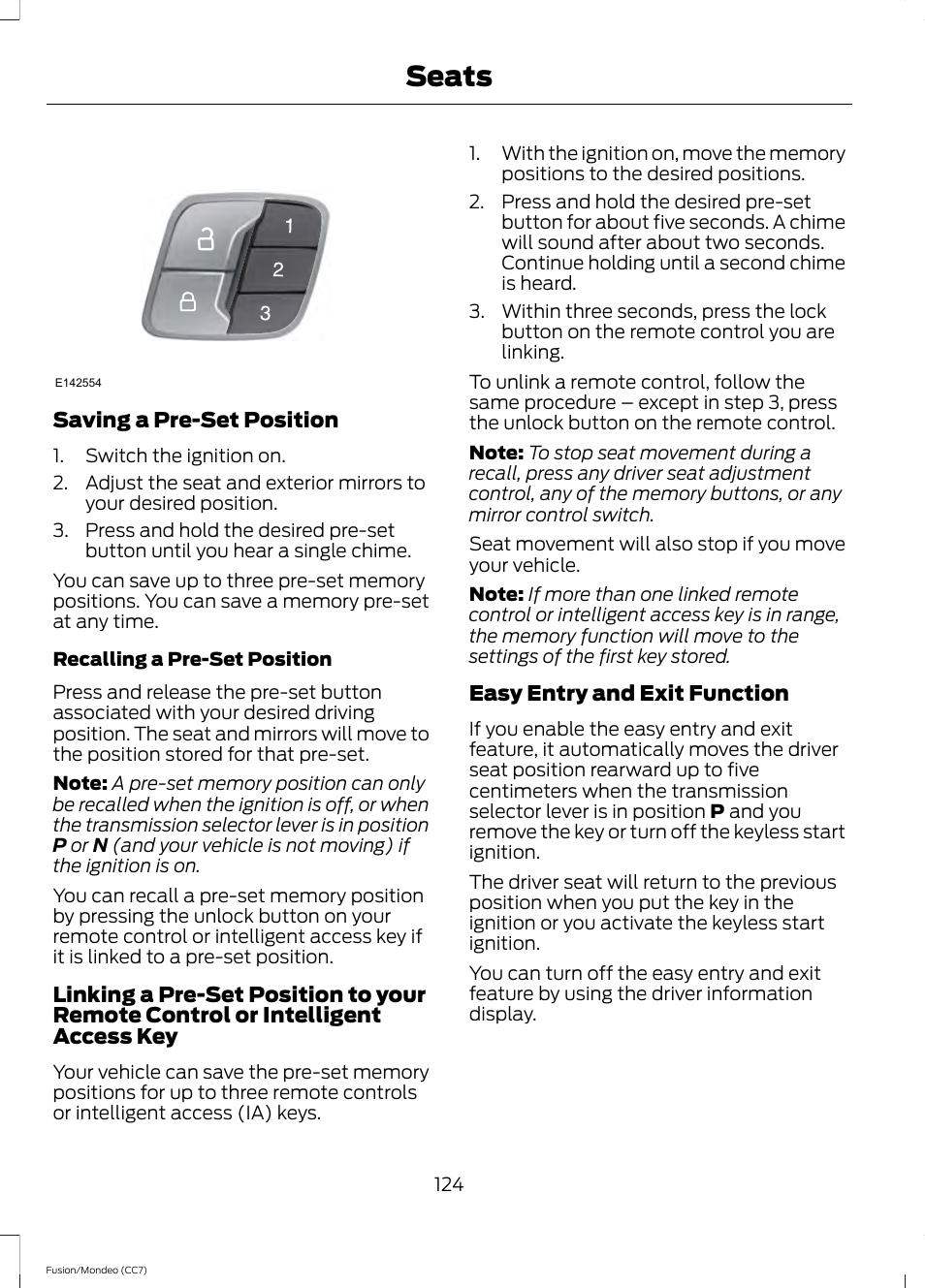 Seats | FORD 2014 Fusion Hybrid v.2 User Manual | Page 127 / 478