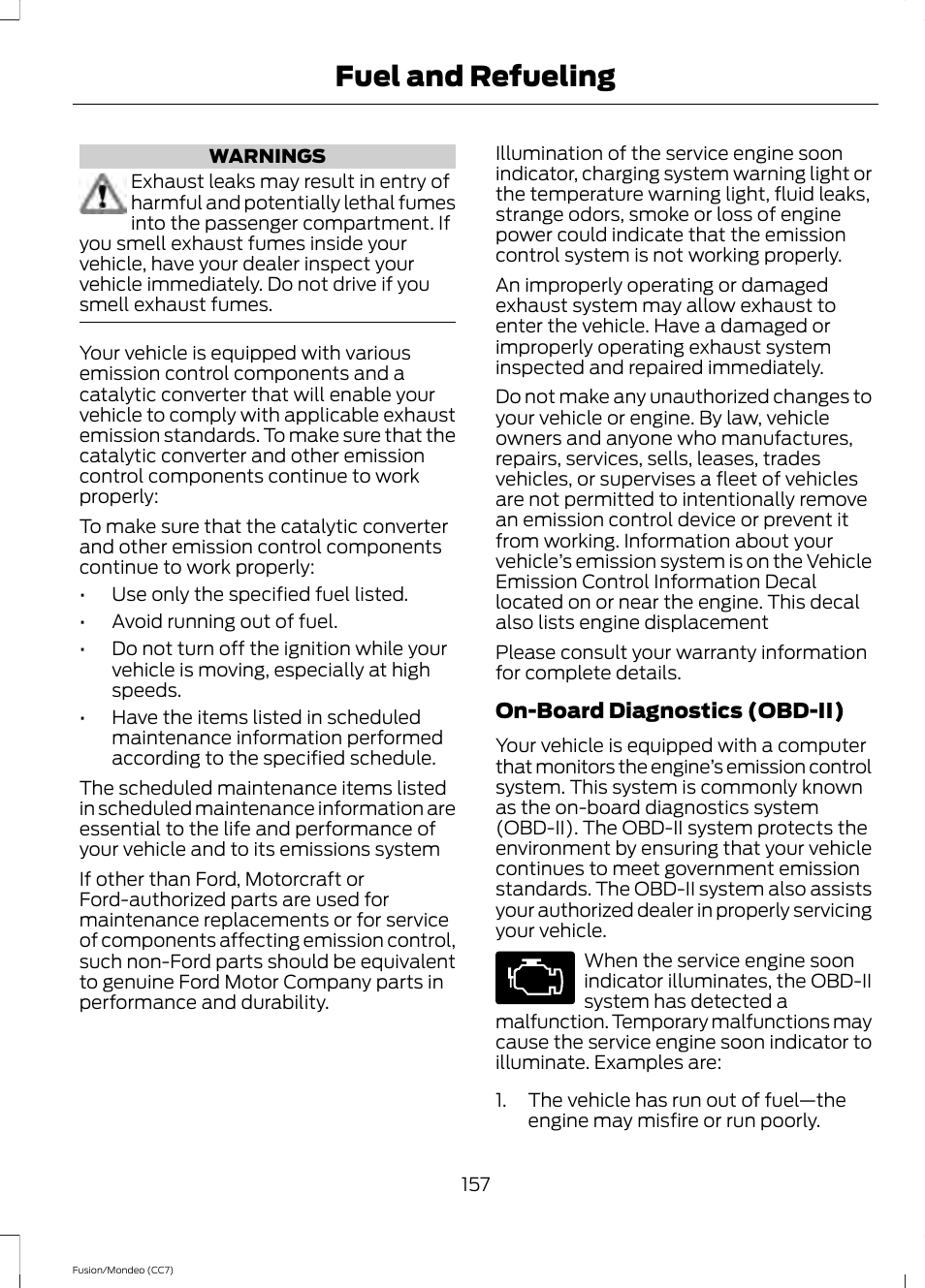 Fuel and refueling | FORD 2014 Fusion Hybrid v.2 User Manual | Page 160 / 478