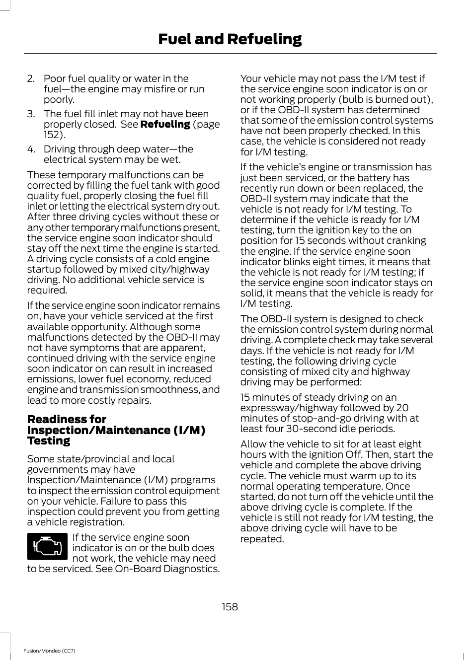 Fuel and refueling | FORD 2014 Fusion Hybrid v.2 User Manual | Page 161 / 478