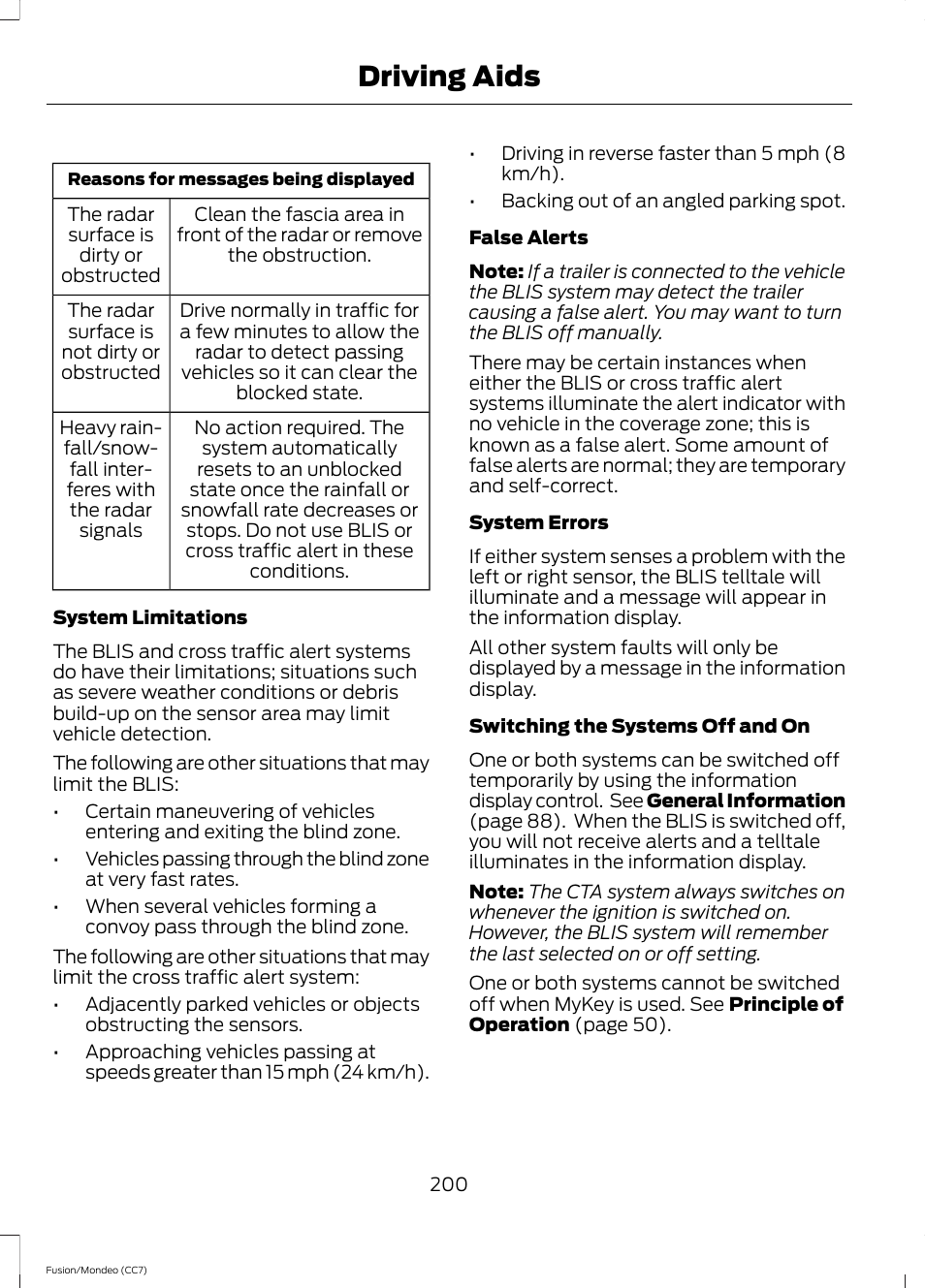 Driving aids | FORD 2014 Fusion Hybrid v.2 User Manual | Page 203 / 478