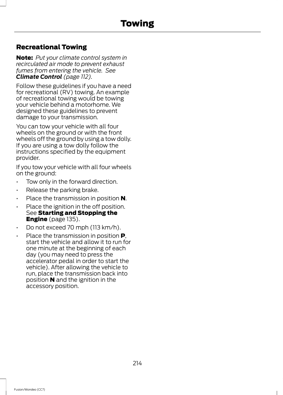 Towing | FORD 2014 Fusion Hybrid v.2 User Manual | Page 217 / 478