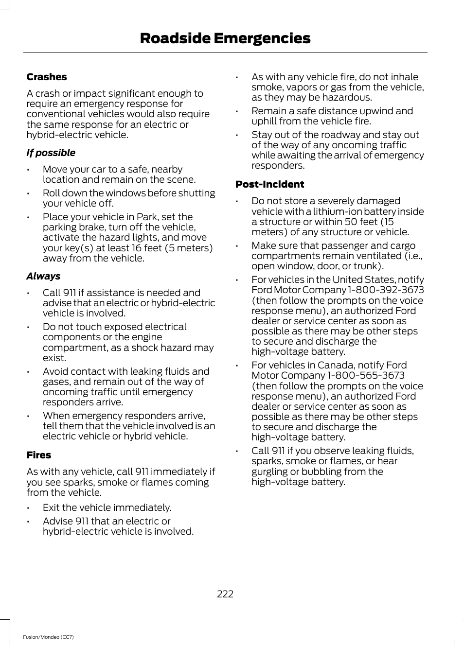 Roadside emergencies | FORD 2014 Fusion Hybrid v.2 User Manual | Page 225 / 478