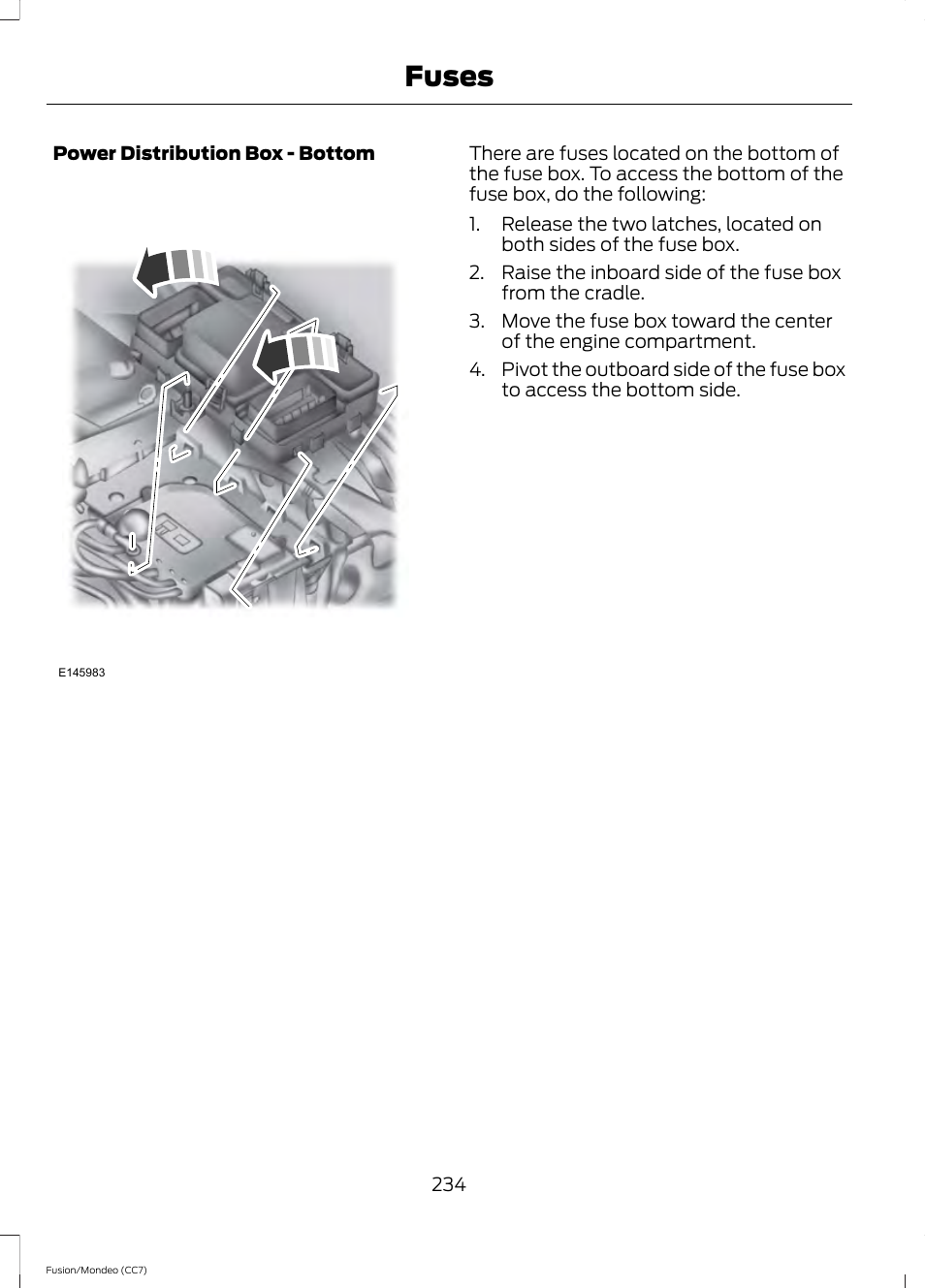 Fuses | FORD 2014 Fusion Hybrid v.2 User Manual | Page 237 / 478