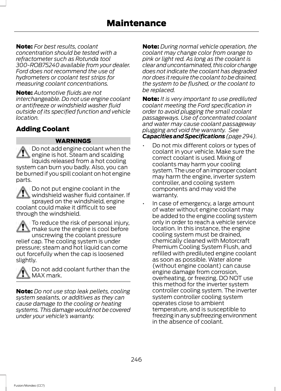 Maintenance | FORD 2014 Fusion Hybrid v.2 User Manual | Page 249 / 478