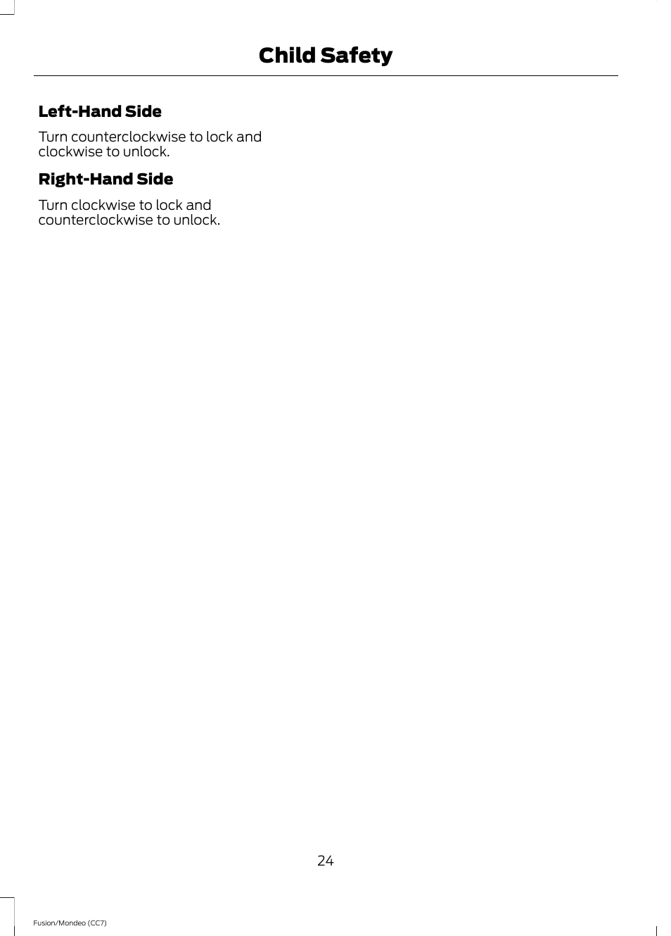 Child safety | FORD 2014 Fusion Hybrid v.2 User Manual | Page 27 / 478