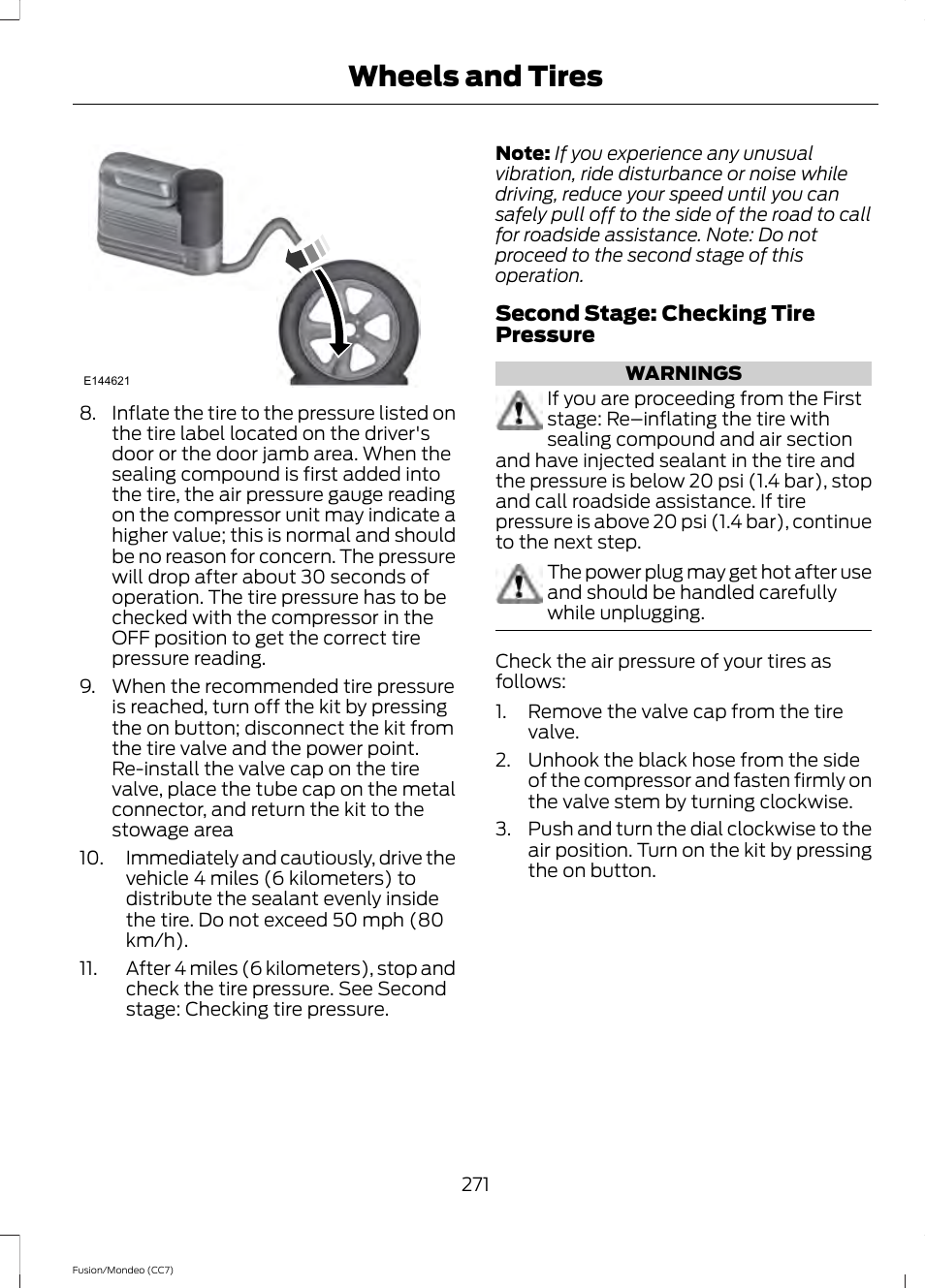 Wheels and tires | FORD 2014 Fusion Hybrid v.2 User Manual | Page 274 / 478