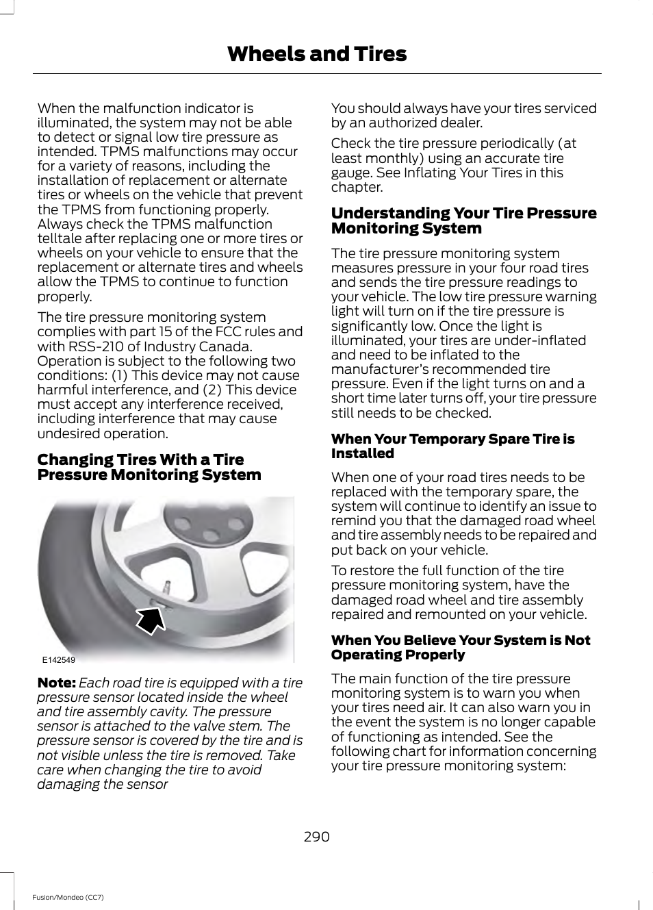 Wheels and tires | FORD 2014 Fusion Hybrid v.2 User Manual | Page 293 / 478