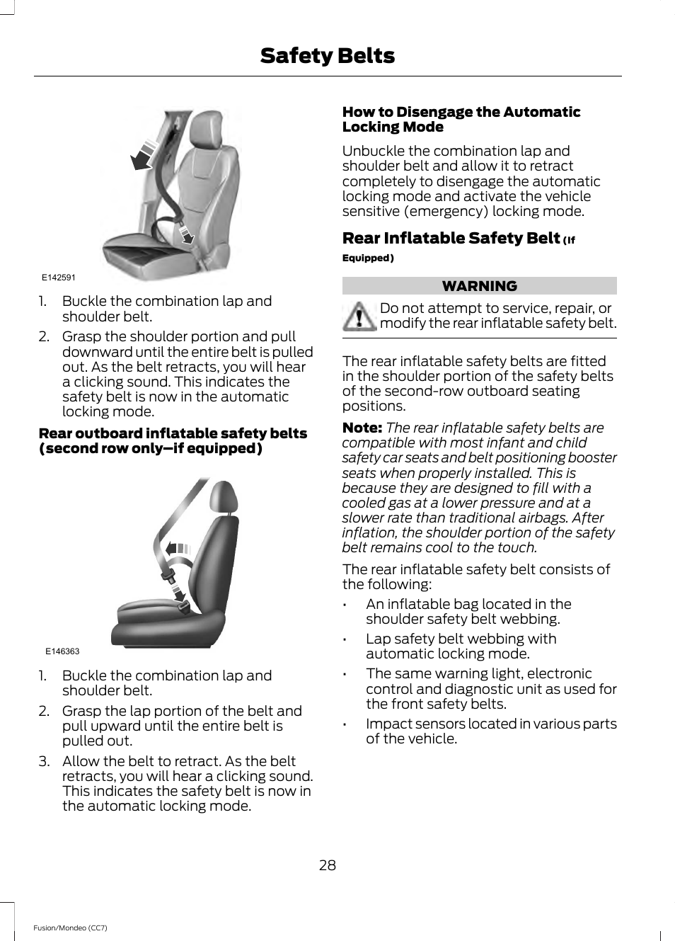 Safety belts | FORD 2014 Fusion Hybrid v.2 User Manual | Page 31 / 478